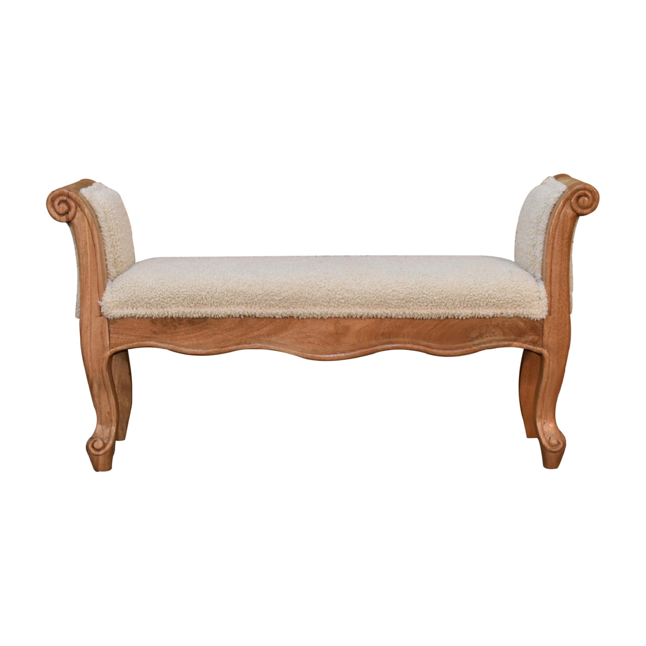 Cream Bouclé French Style Bench