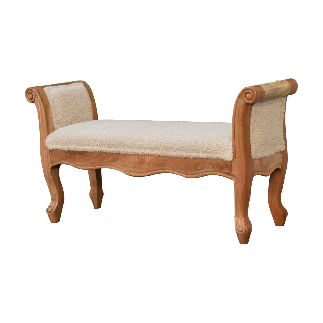 Cream Bouclé French Style Bench