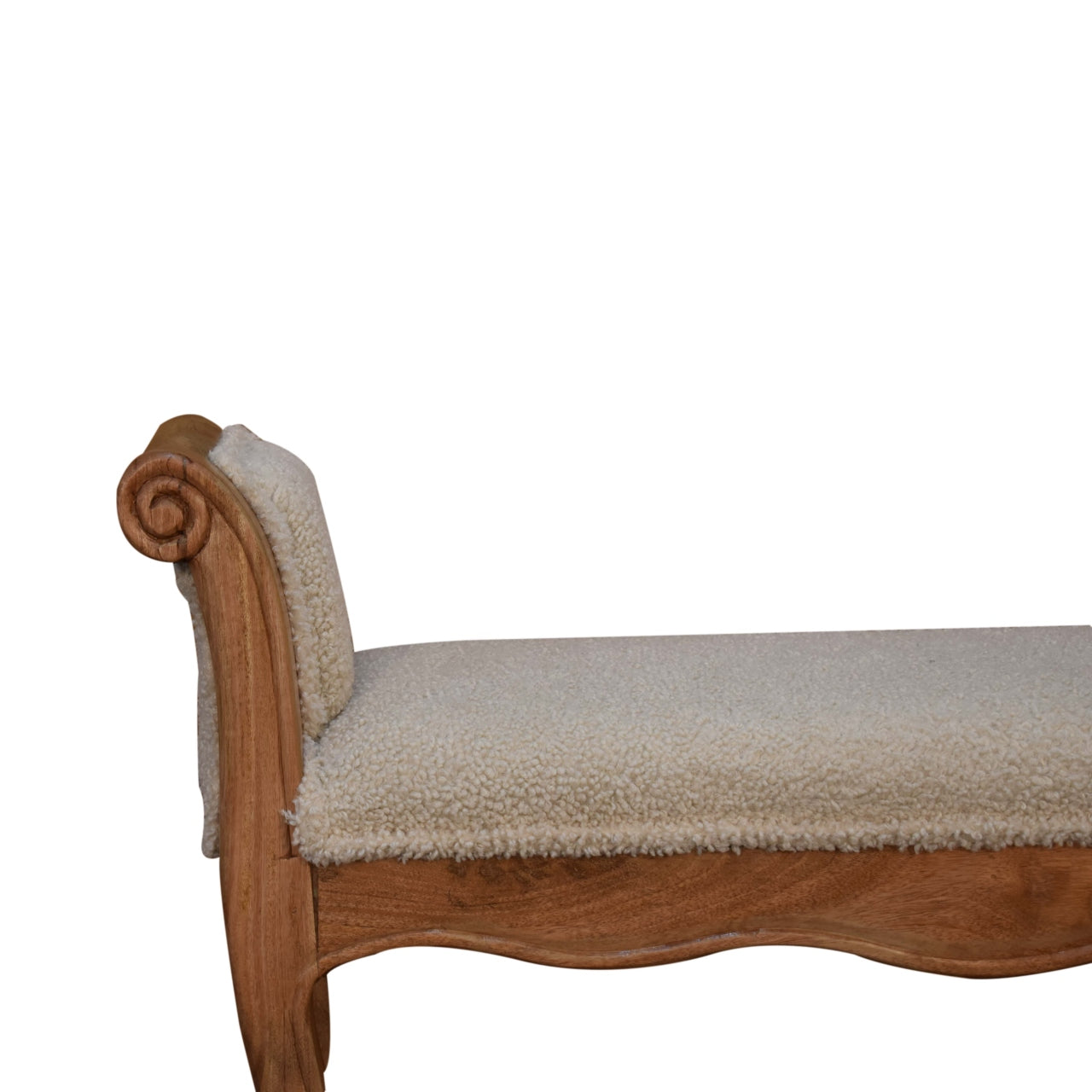 Cream Bouclé French Style Bench