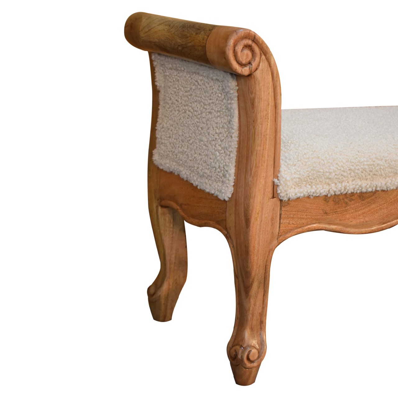 Cream Bouclé French Style Bench