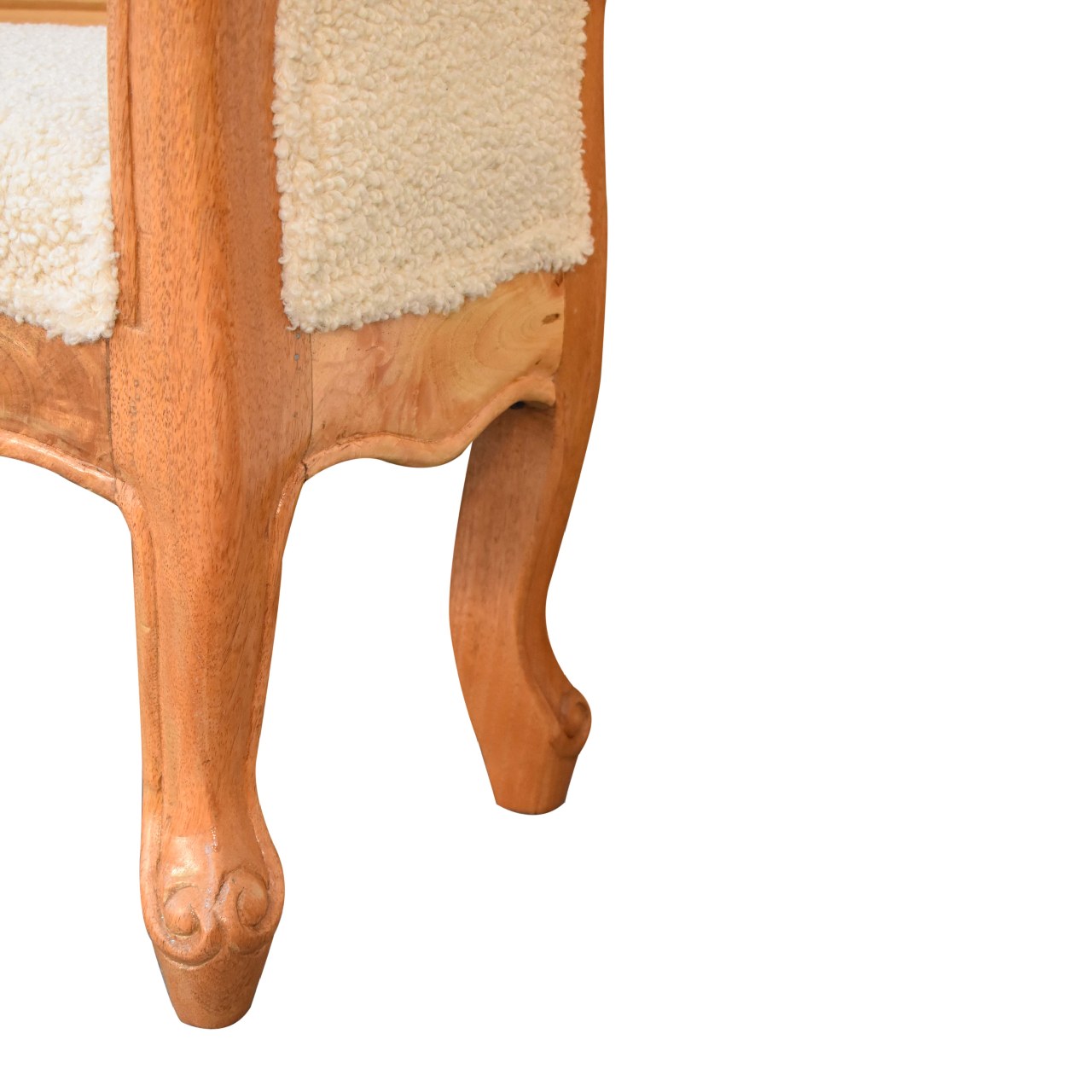 Cream Bouclé French Style Bench