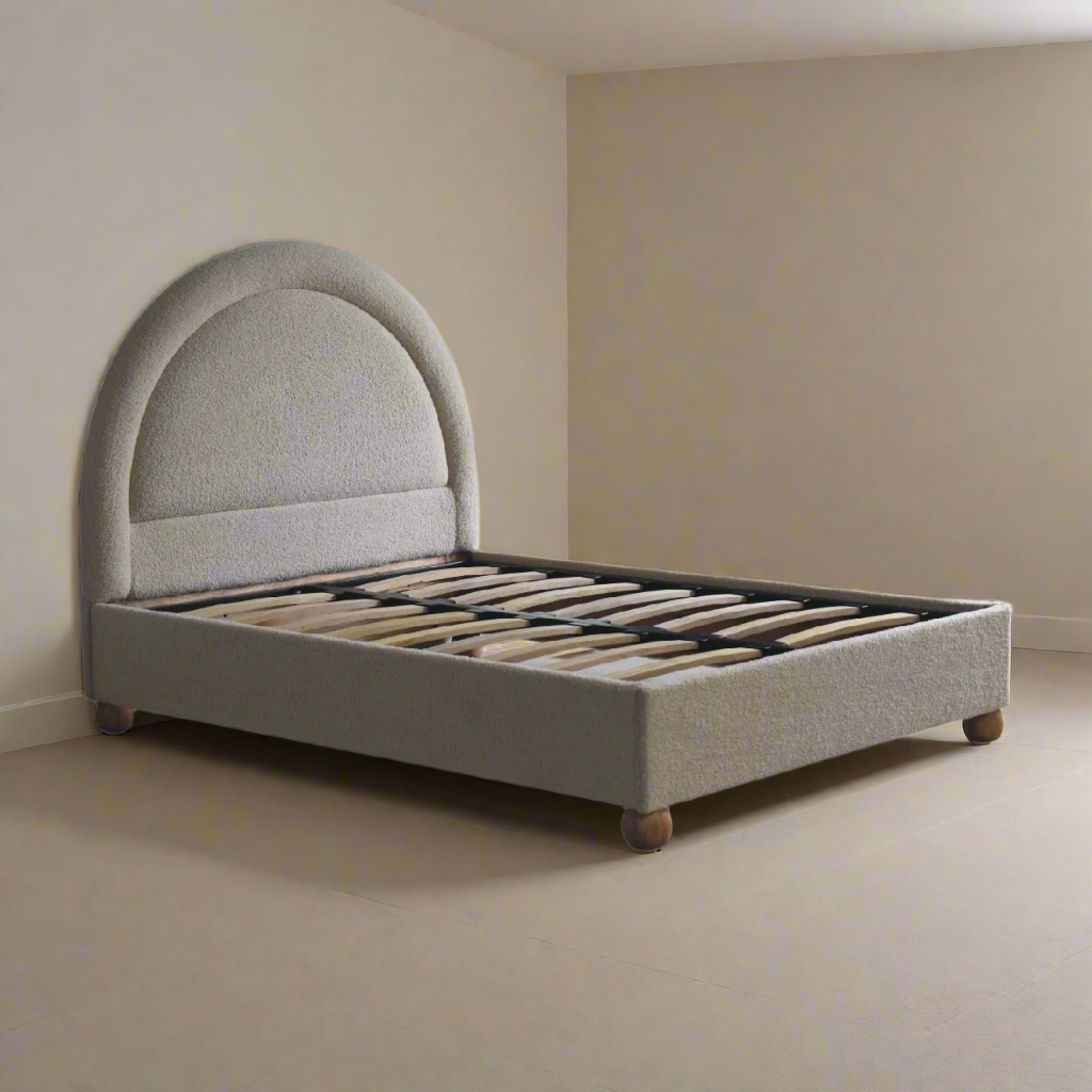 Cream Bouclé Double Bed