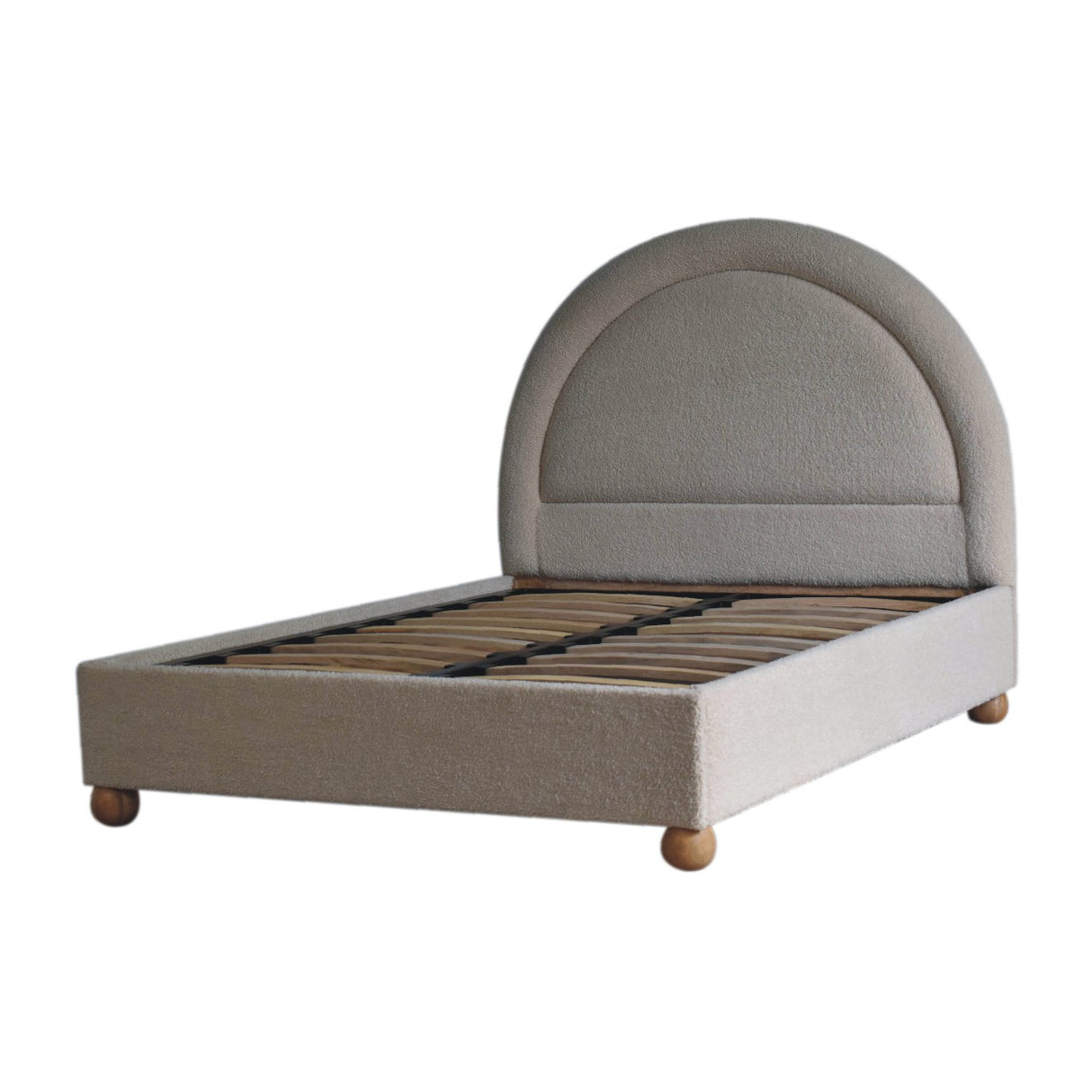 Cream Bouclé Double Bed
