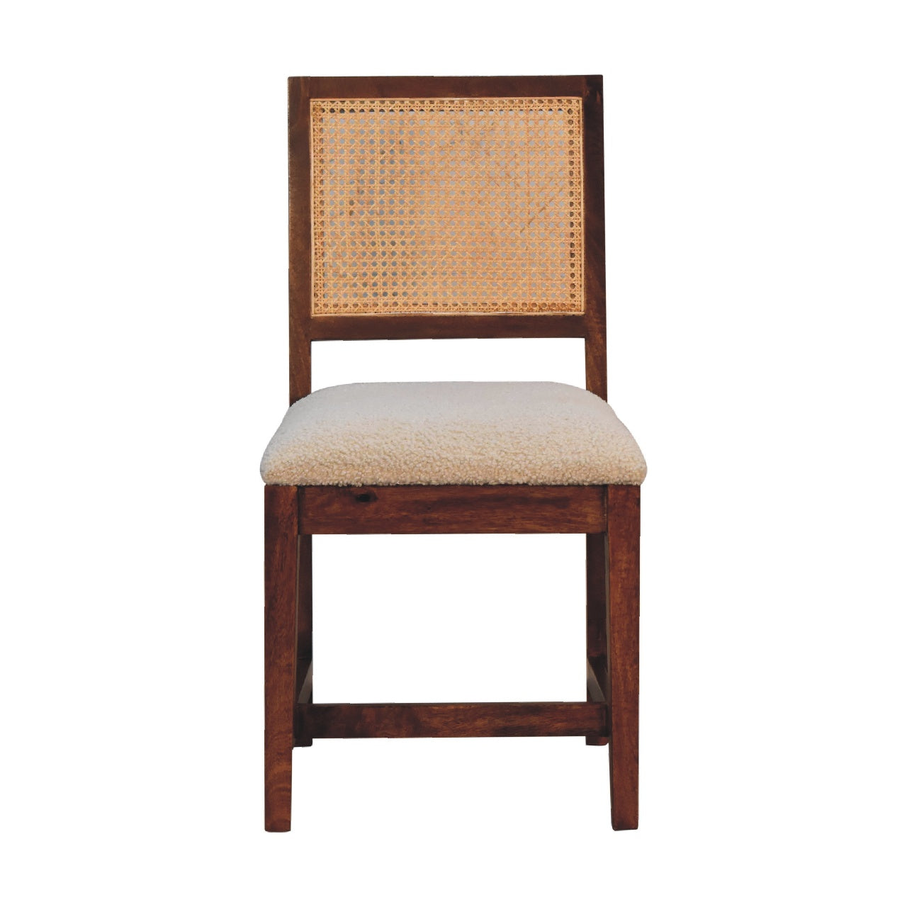 Cream Bouclé Rattan Dining Chair