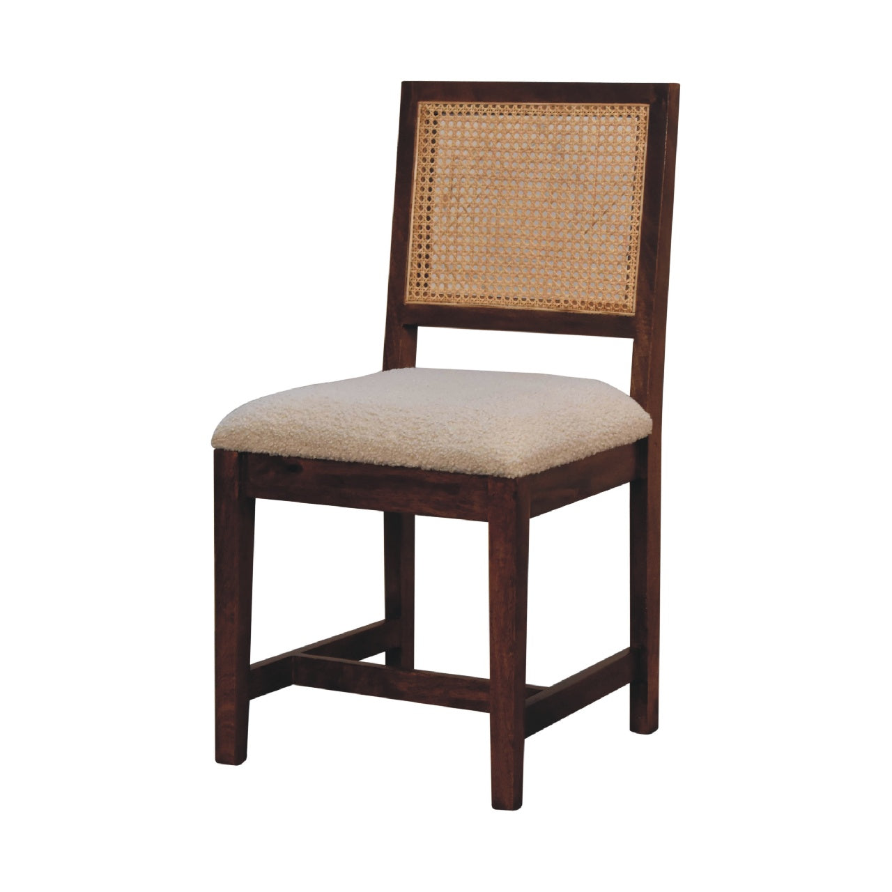 Cream Bouclé Rattan Dining Chair