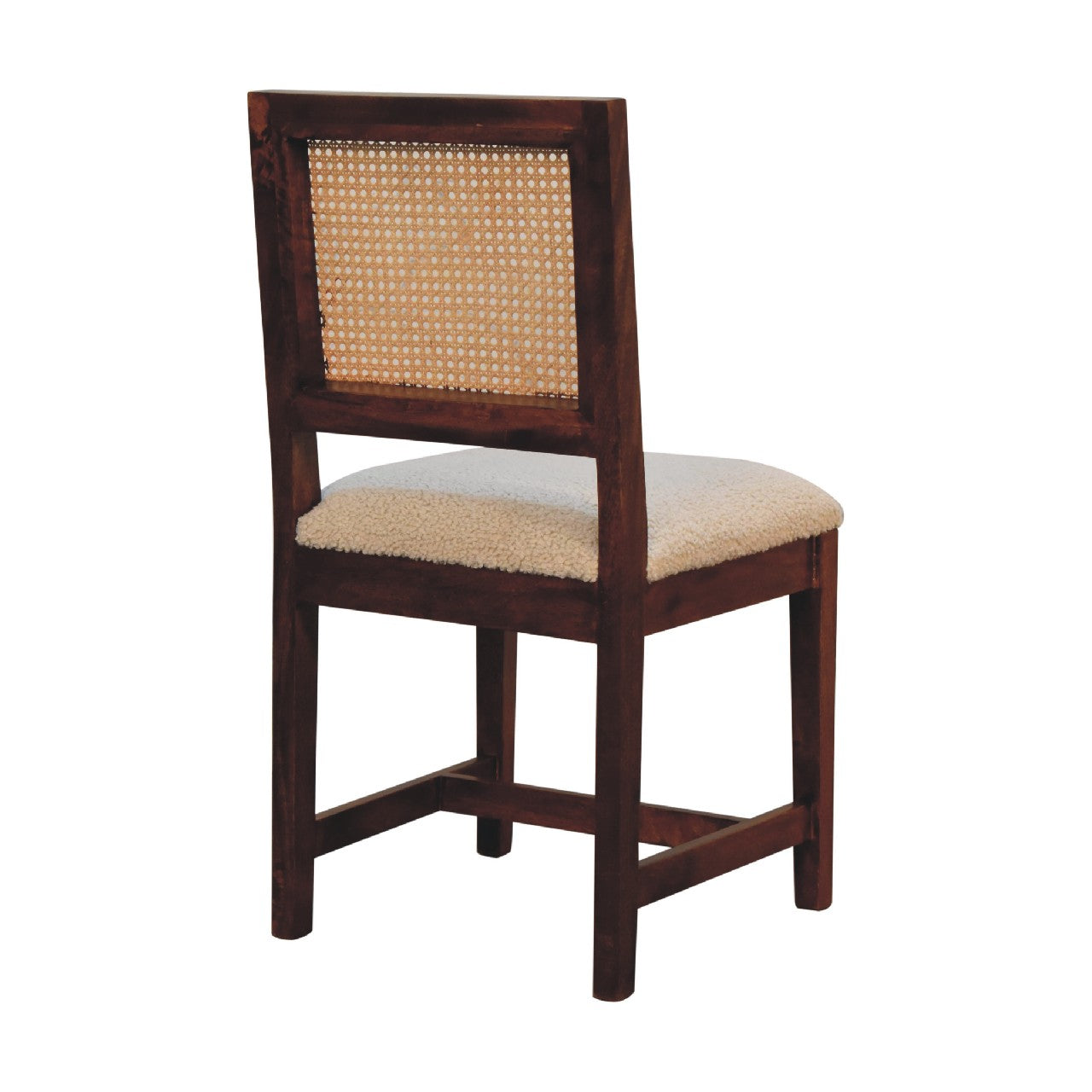Cream Bouclé Rattan Dining Chair