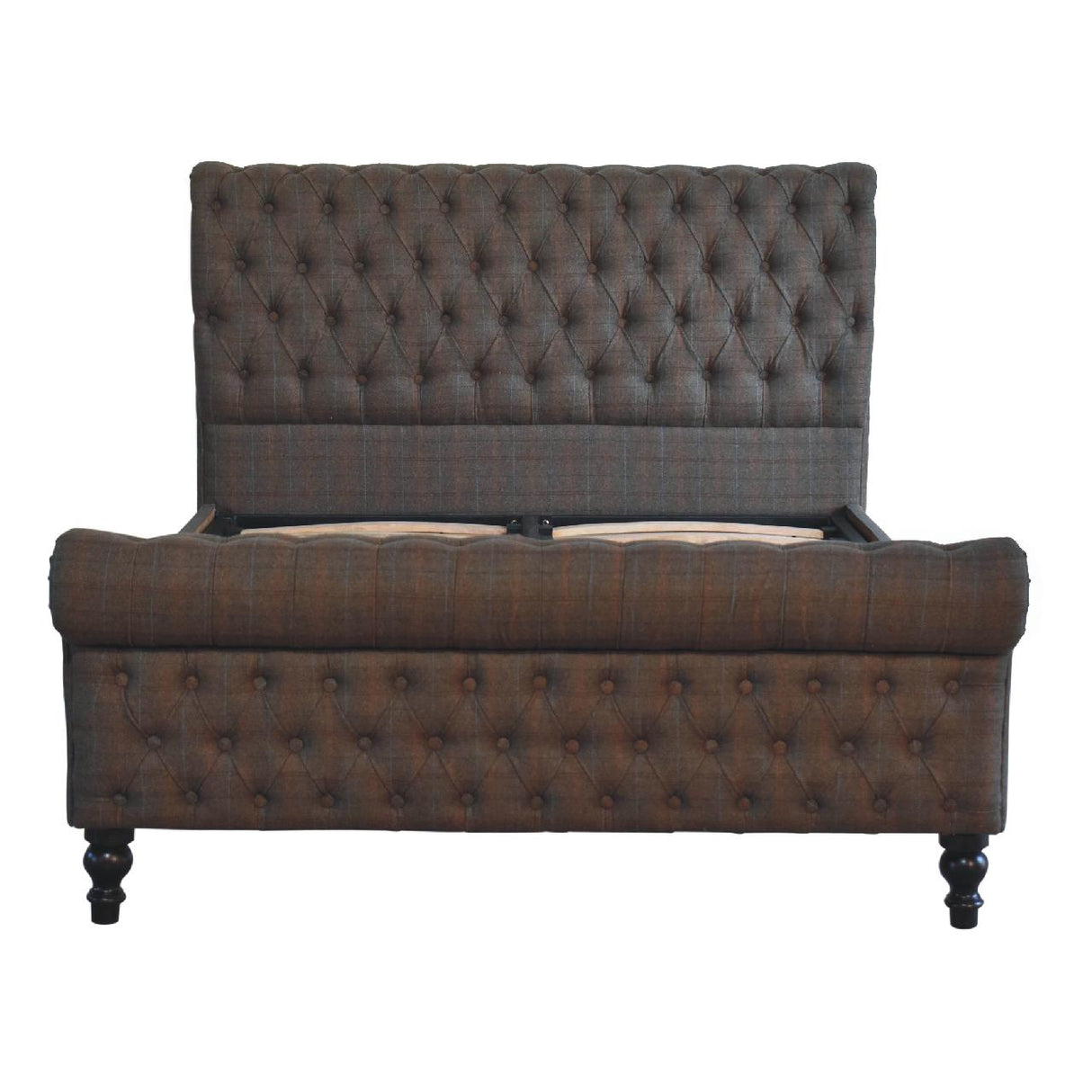 Multi Tweed Roll-Top Double Bed