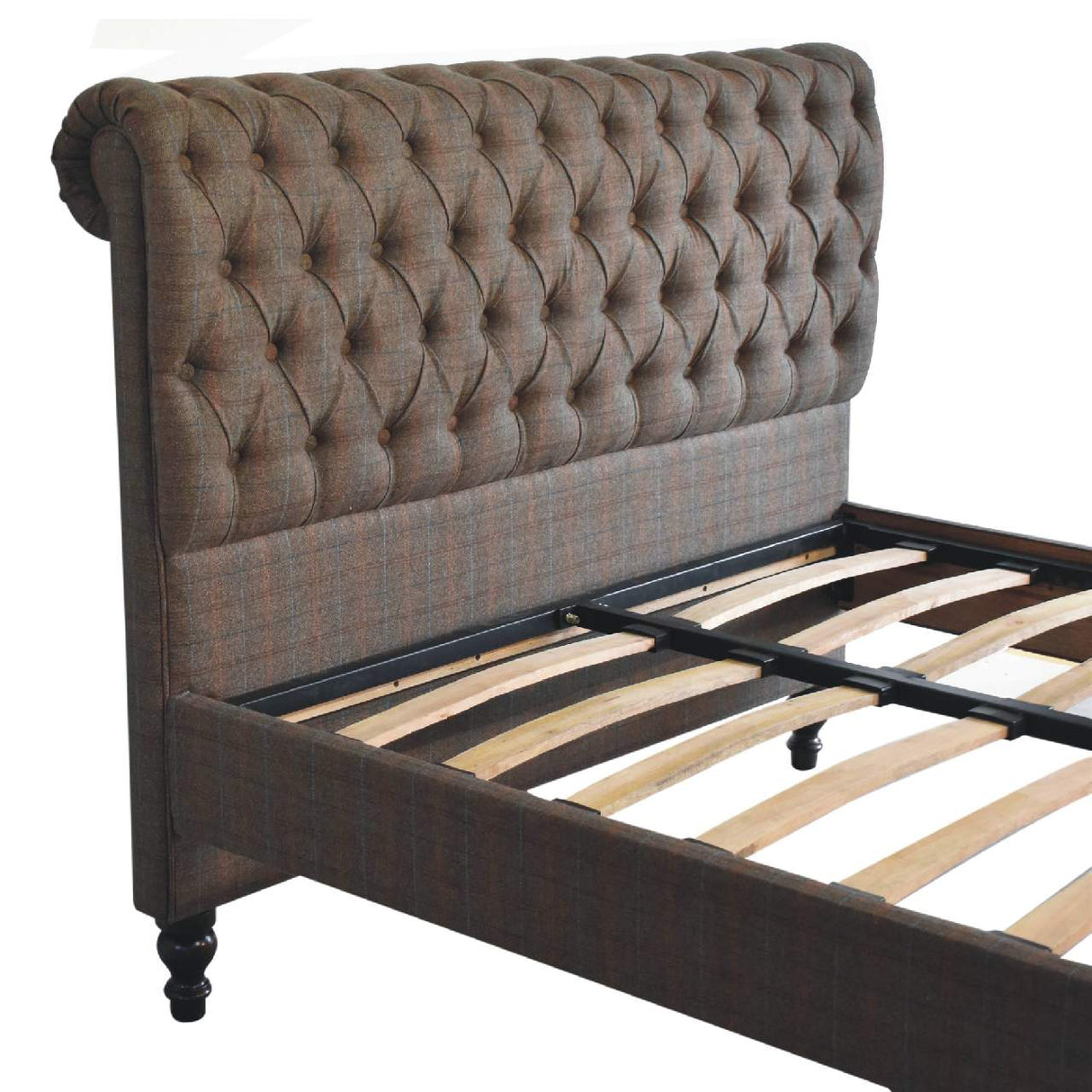 Multi Tweed Roll-Top Double Bed