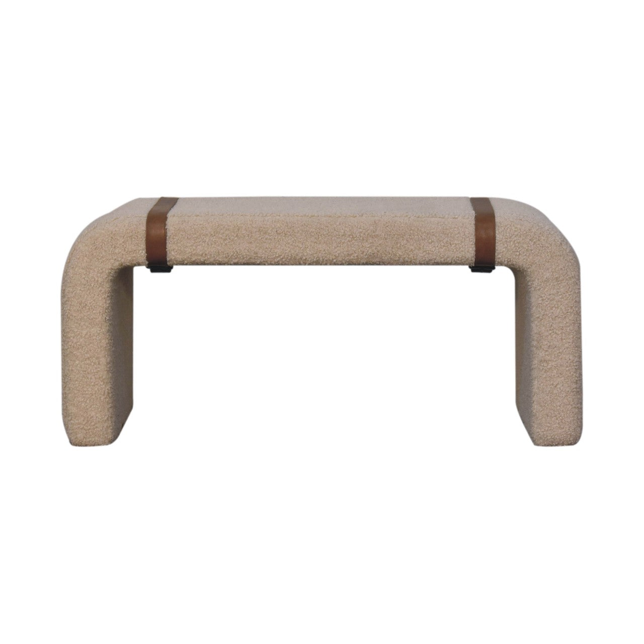 Bouclé Leather Strap Bench