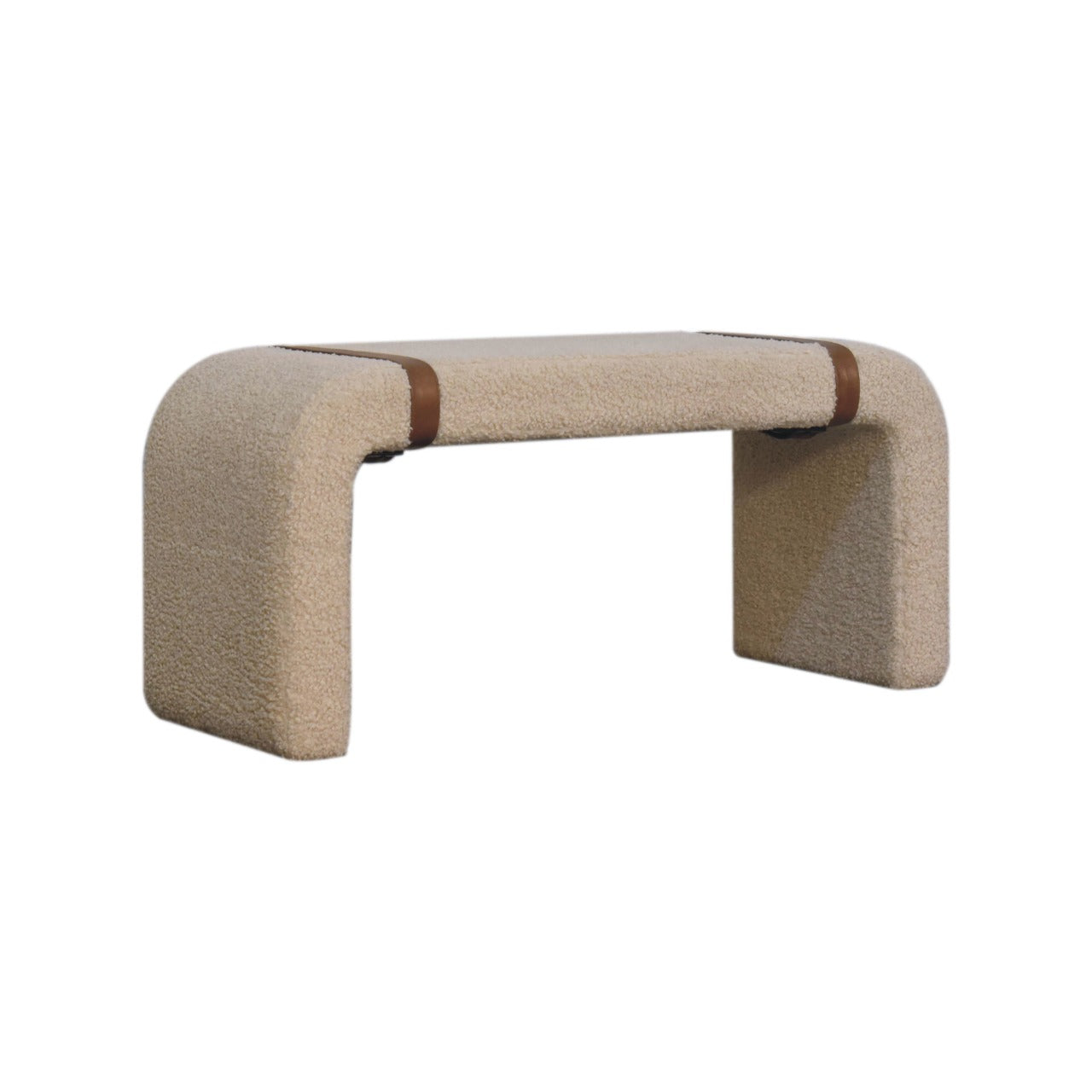Bouclé Leather Strap Bench