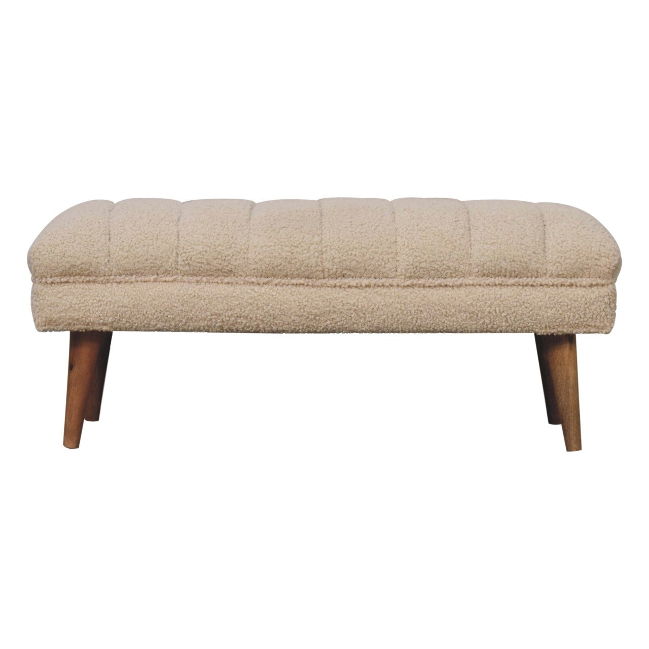 Cream Bouclé Puffer Bench