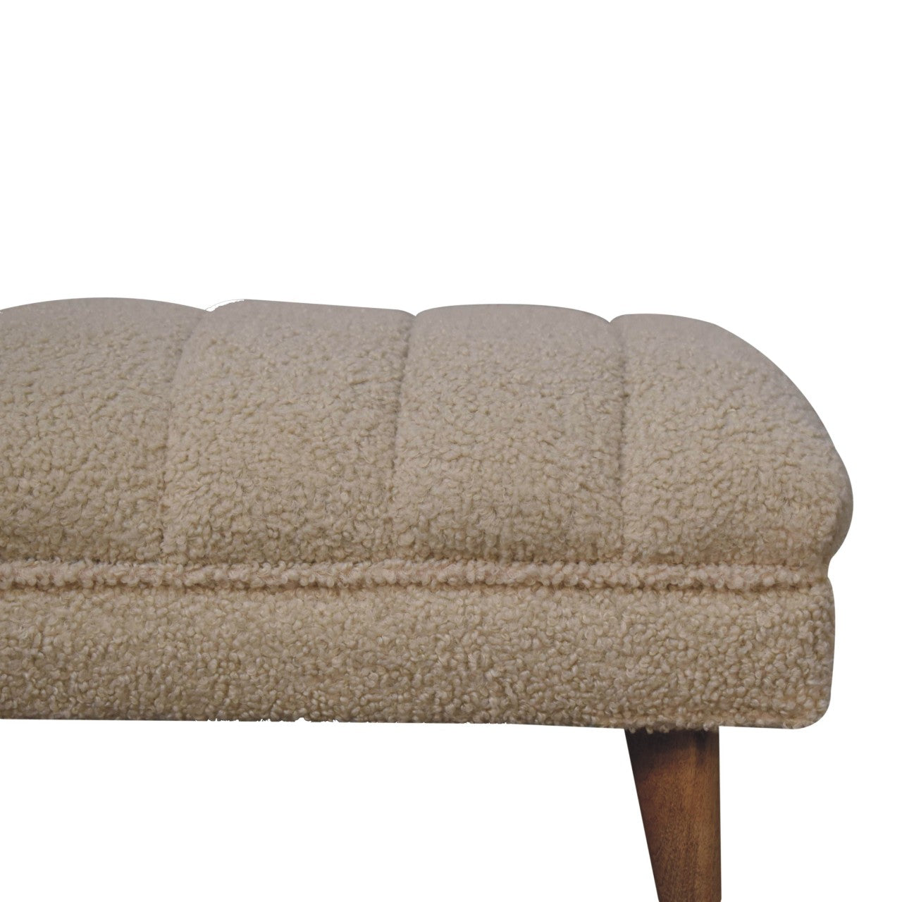 Cream Bouclé Puffer Bench