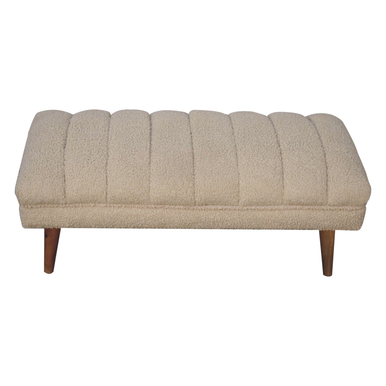 Cream Bouclé Puffer Bench