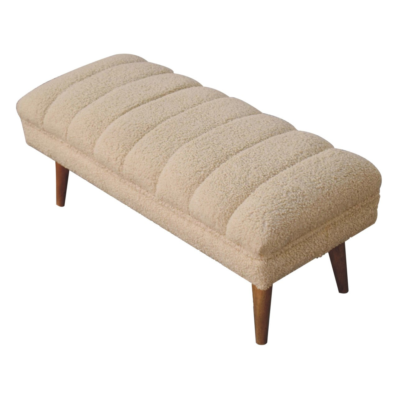 Cream Bouclé Puffer Bench