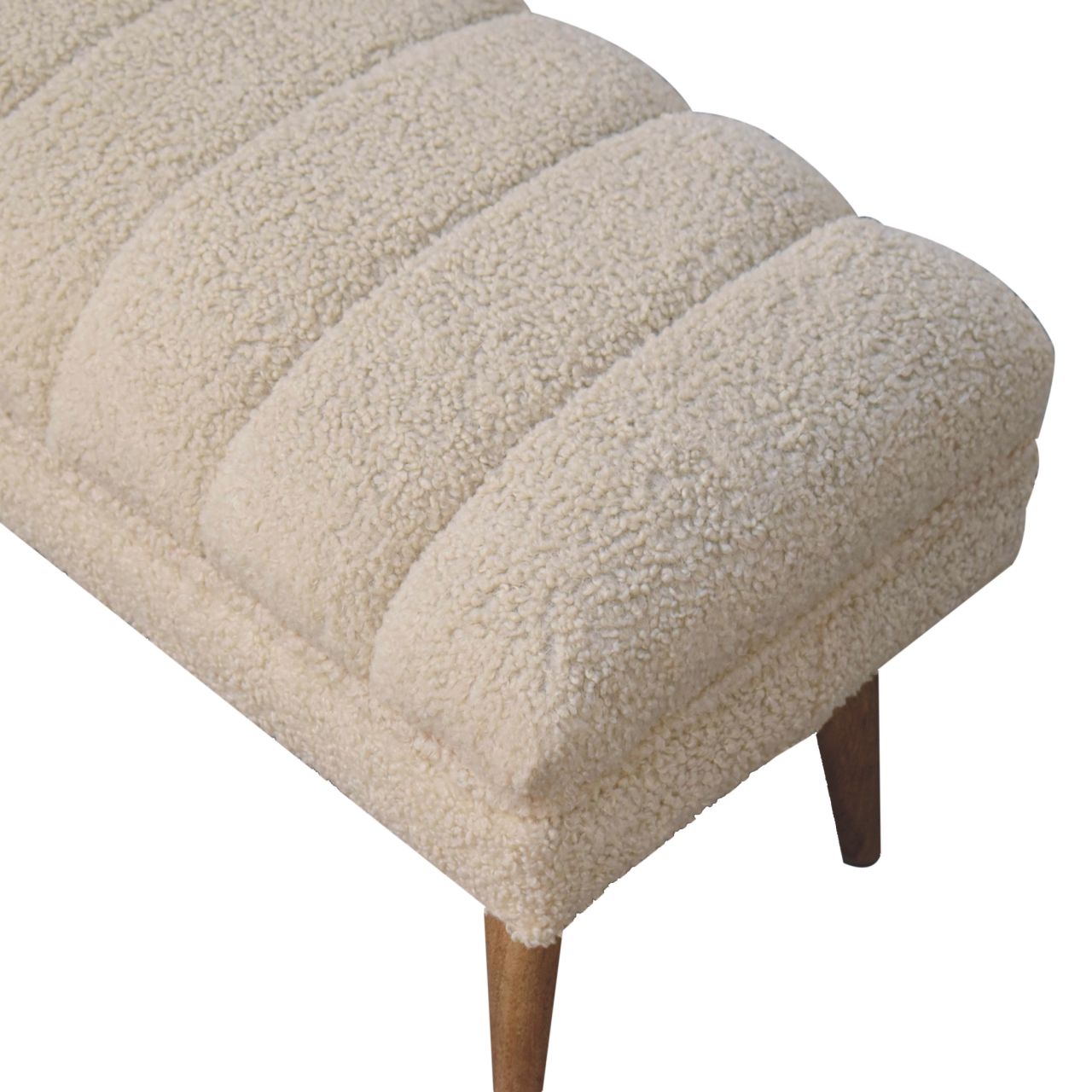 Cream Bouclé Puffer Bench