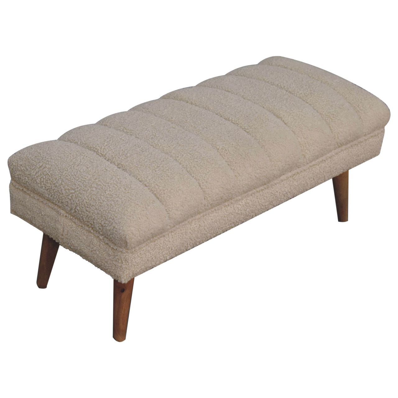 Cream Bouclé Puffer Bench