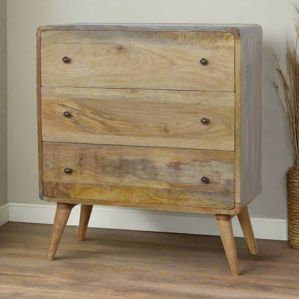 Curved Oak-ish Chest of Drawers