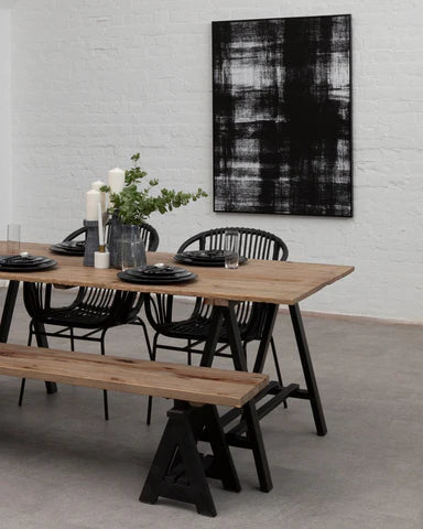 Charlbury Industrial Pine Wood & Iron Dining Table