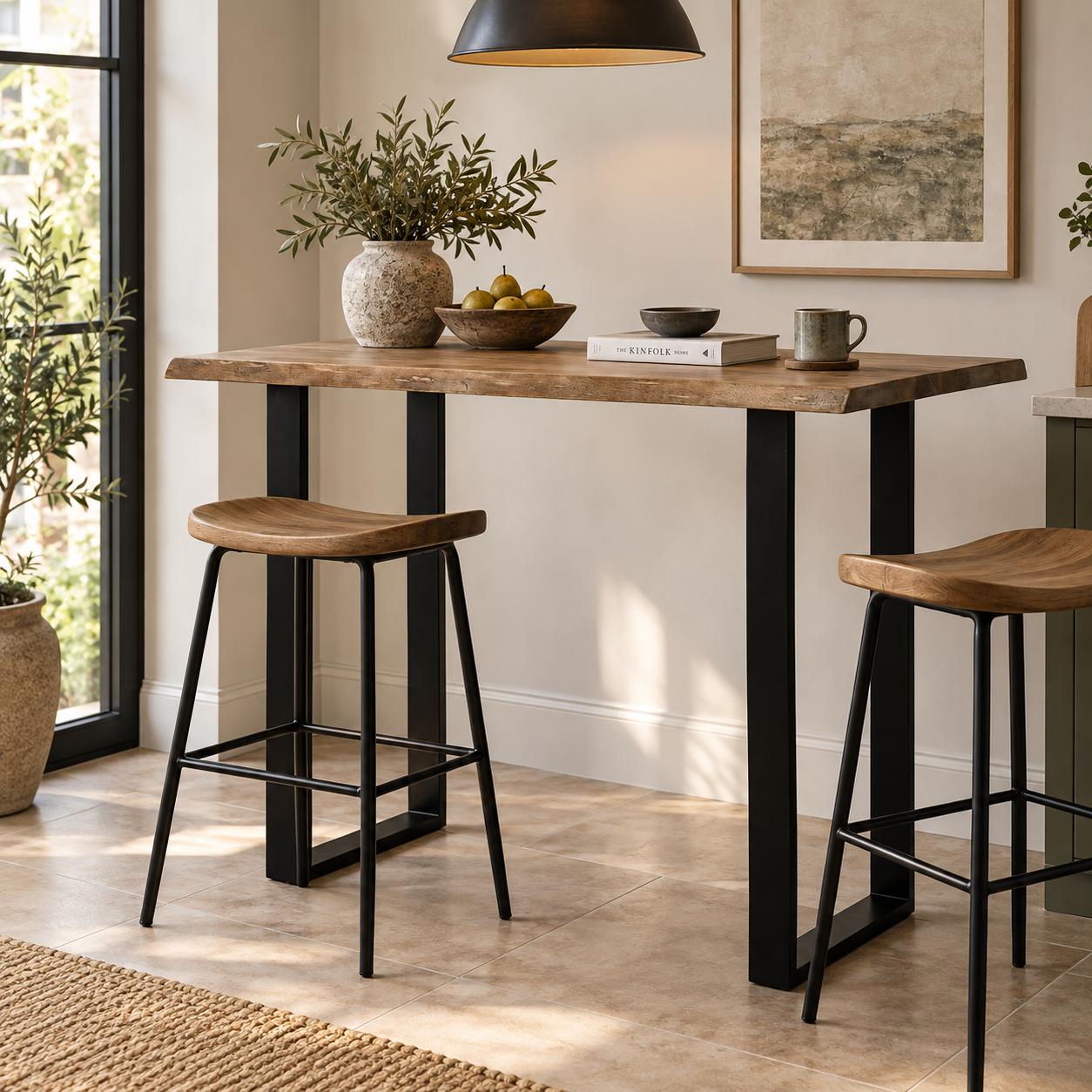 Light Acacia Live Edge Bar Table