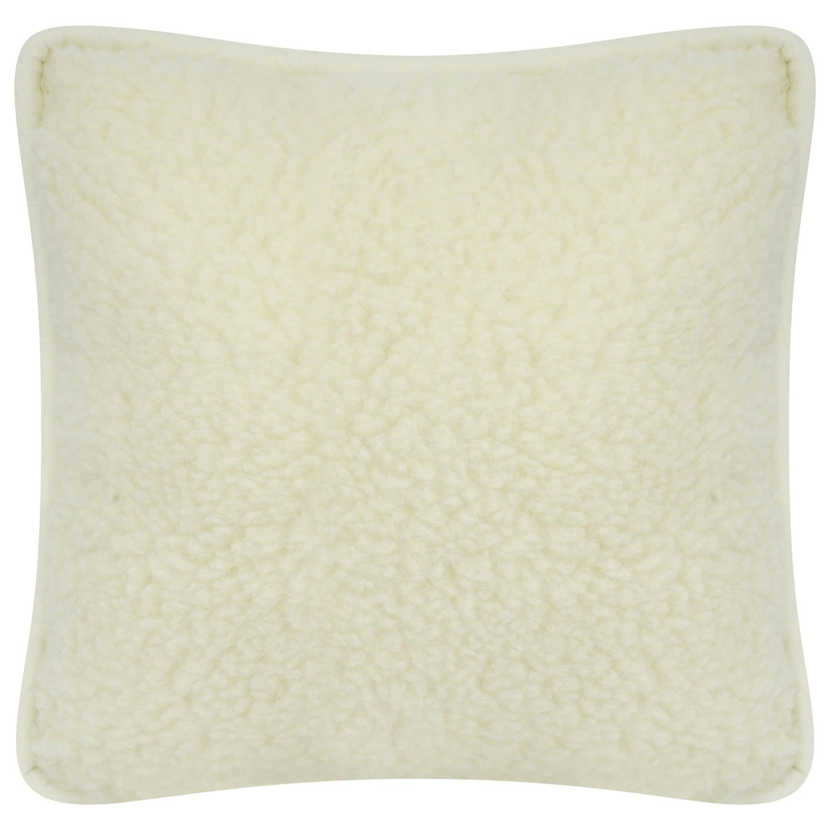 Front of the Natural Merino Wool Cushion in soft undyed cream merino fleece