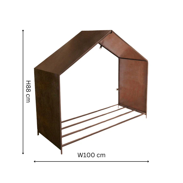 Outdoor Log Storage House - Rust