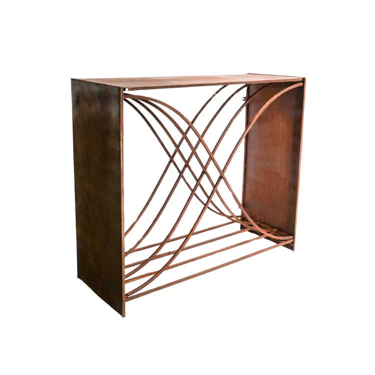 Outdoor X-Shaped Log Storage - Rust