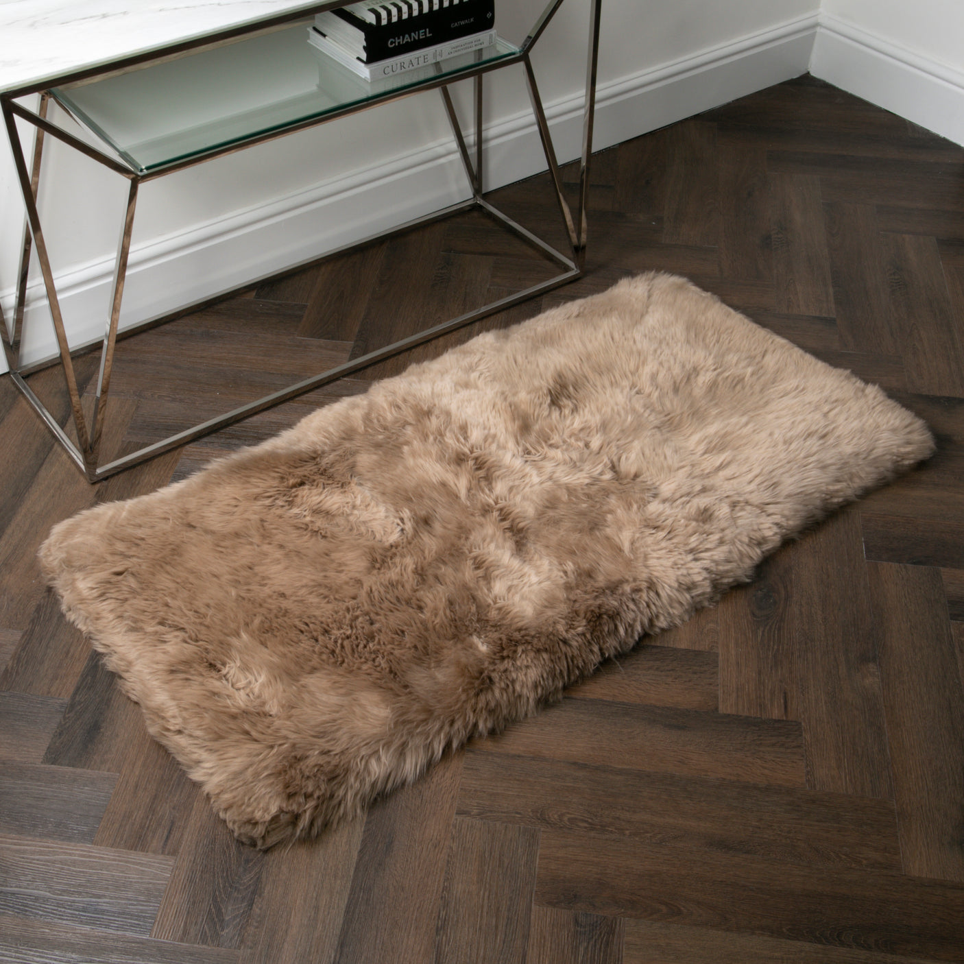 Light Brown Sheepskin Rectangle Rug