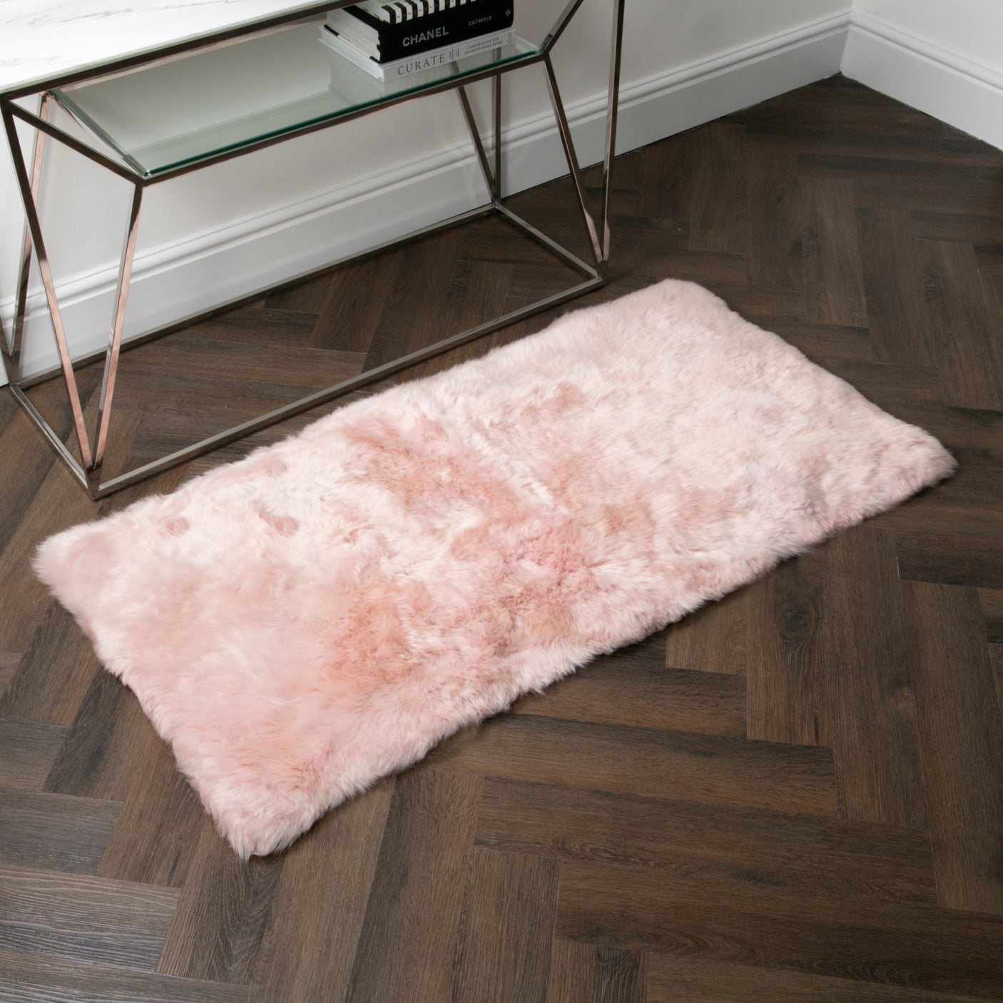 Pink Sheepskin Rectangle Rug