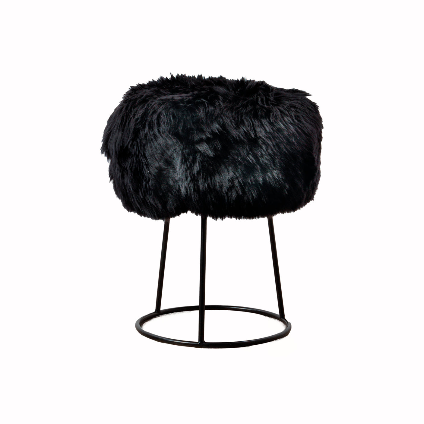 Metal Sheepskin Stool