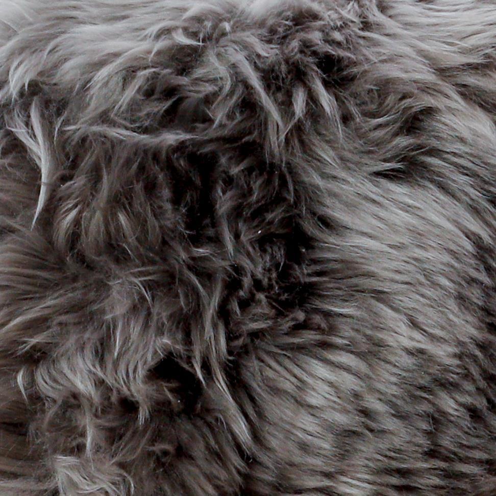Grey Sheepskin Stool With Wooden Legs