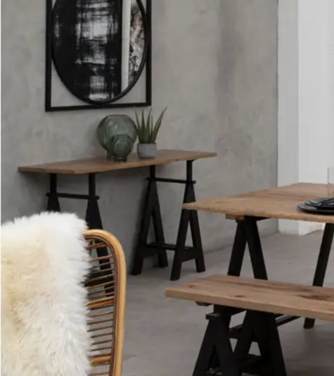 Charlbury Industrial Pine Wood & Iron Console Table