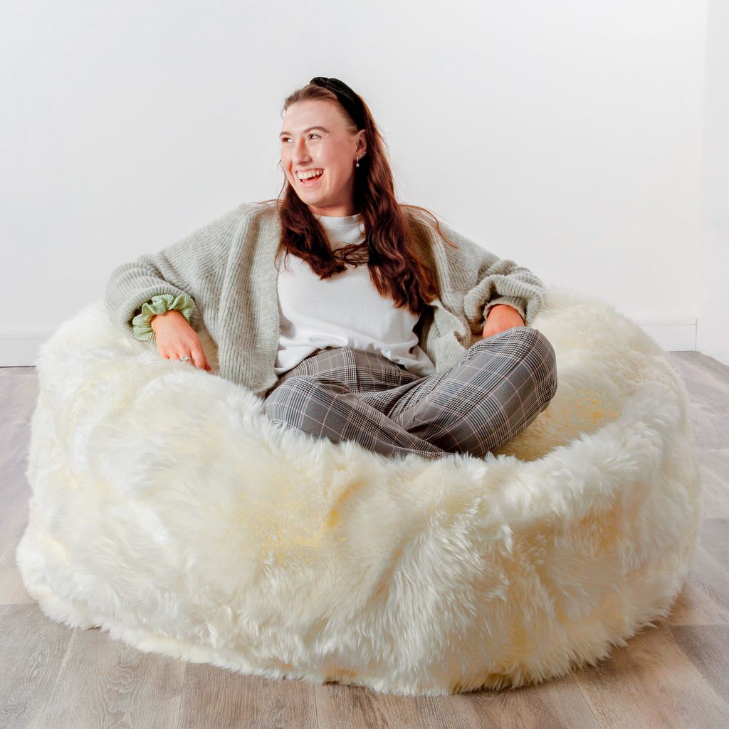 XXL Luxurious Natural White Sheepskin Beanbag