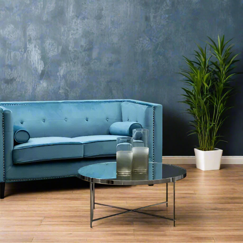 Calisa Two Seater Blue Velvet Sofa