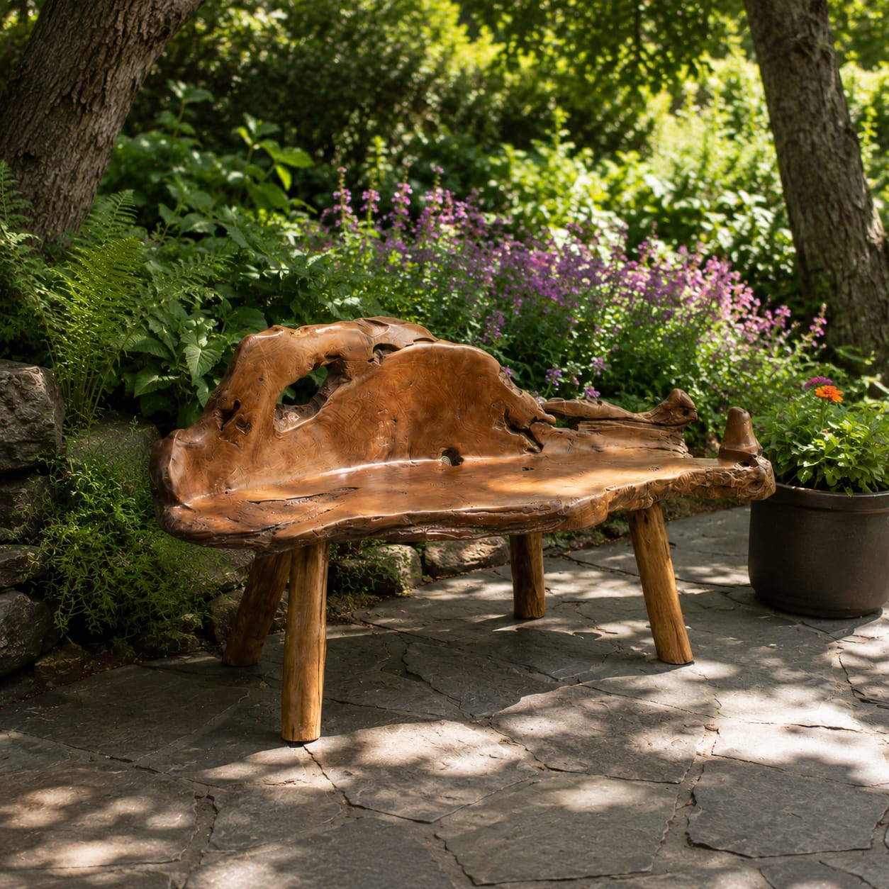 Medium Teak Tree Root Bench