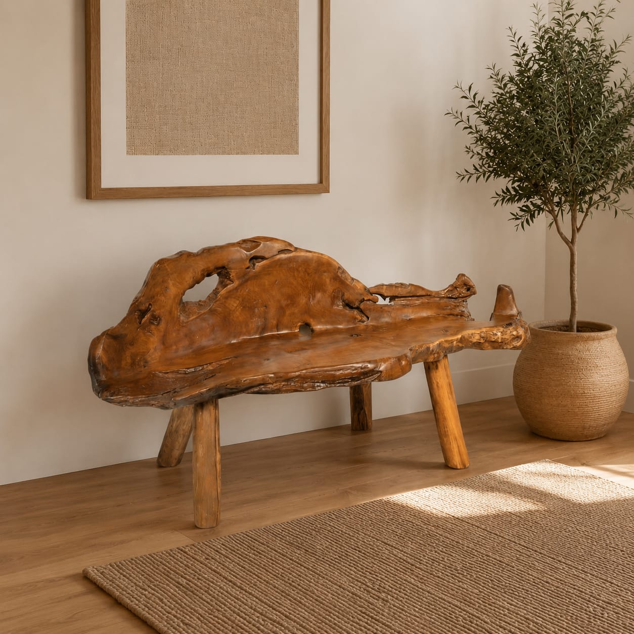 Medium Teak Tree Root Bench