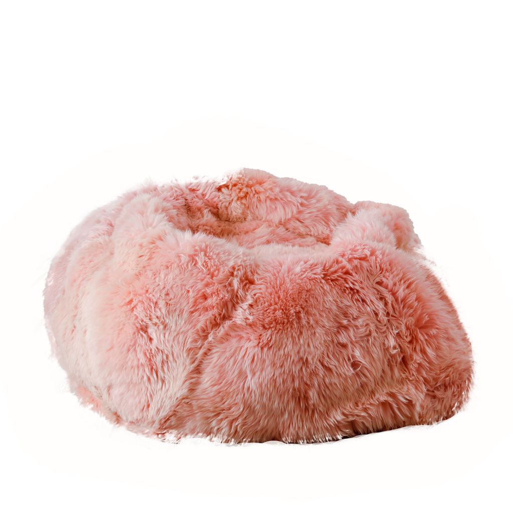 XXL Luxurious Blush Pink Sheepskin Beanbag