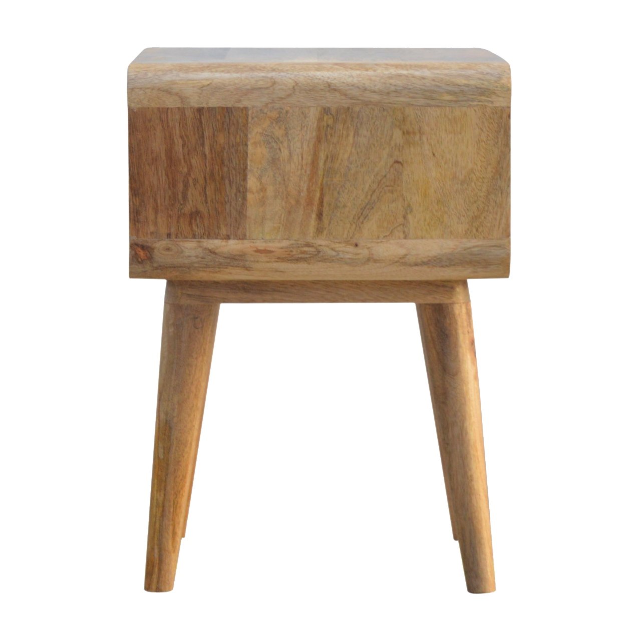 Curved Oak-ish Open Bedside Table