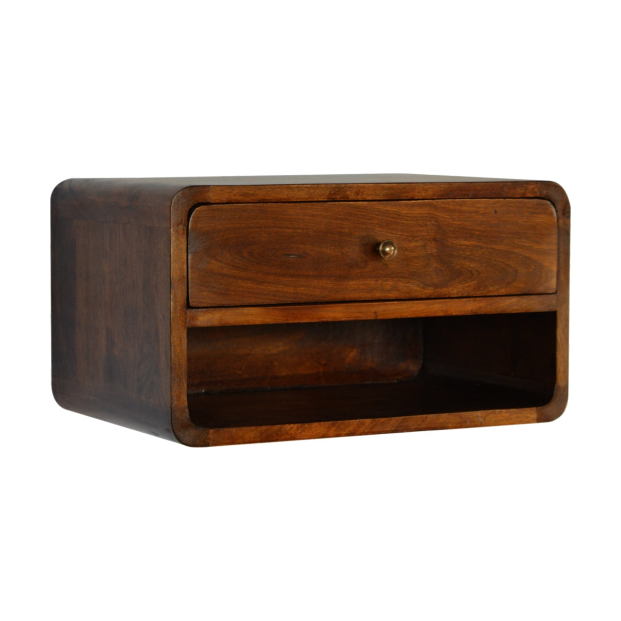 Curved Chestnut Floating Bedside Table