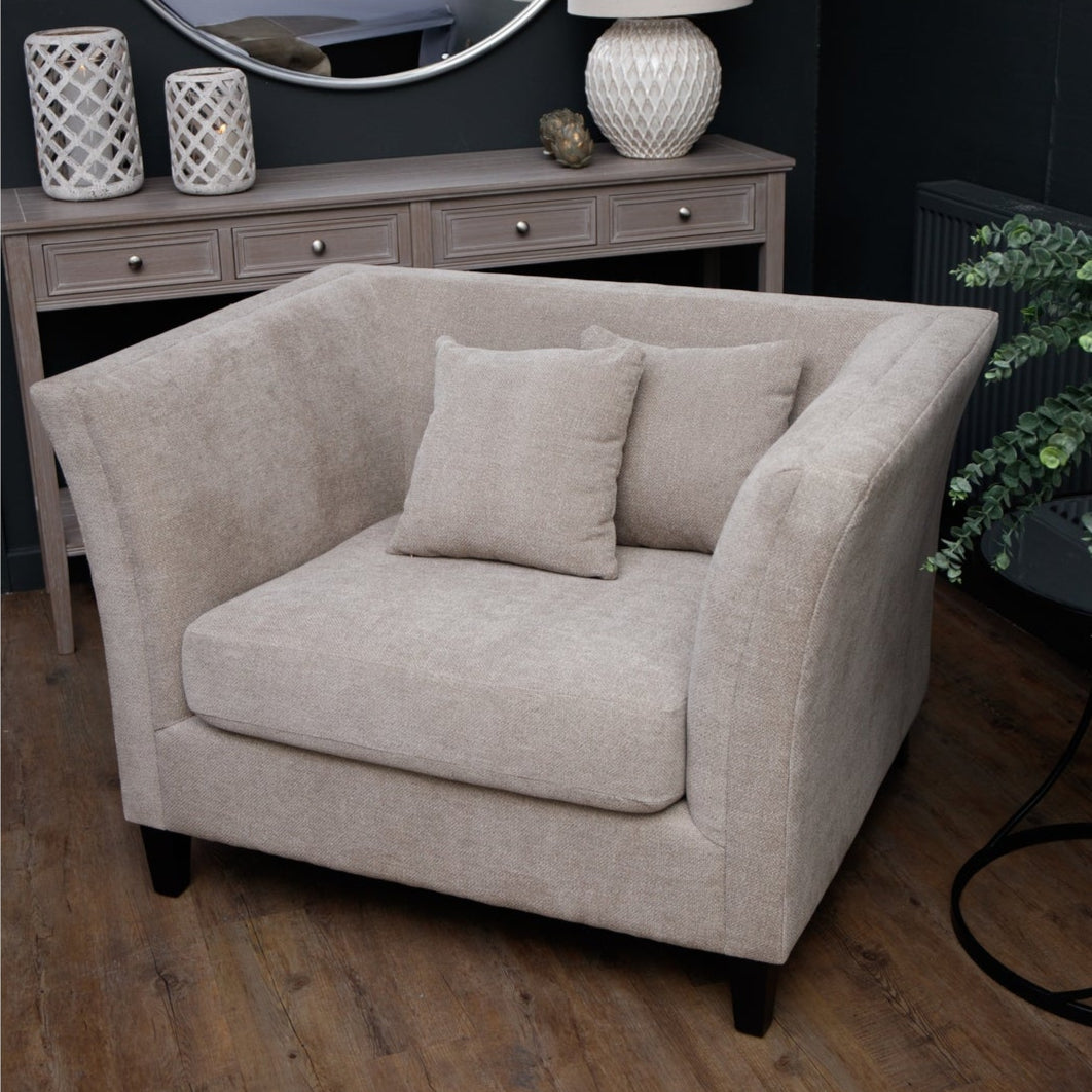 Vesper Taupe Cushion Back Snuggle Chair
