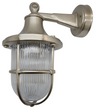 Outdoor wall light fixture with clear glass shade on a white background