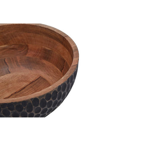 Close-up of the rim and mango wood grain inside the Hewn bowl