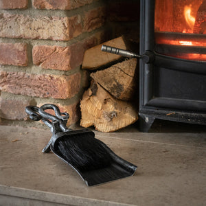 Crook Handled Brushed Steel Hearth Tidy Set