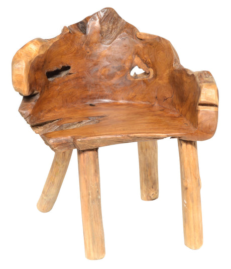 Wooden chair with natural grain and texture on a white background