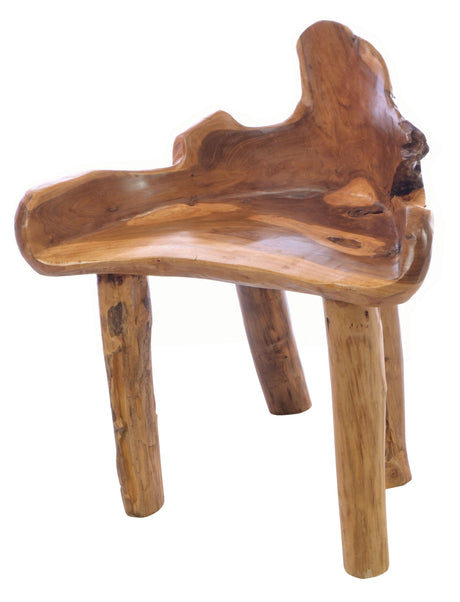 Wood chair with a natural, rustic design on a white background