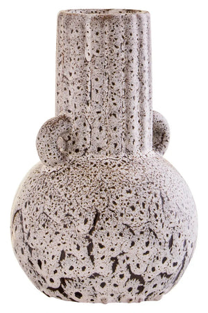 Freya Speckled Brown Stoneware Bud Vase, showing the speckled glaze.