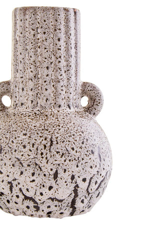 Freya Speckled Brown Stoneware Bud Vase, shown from another angle.