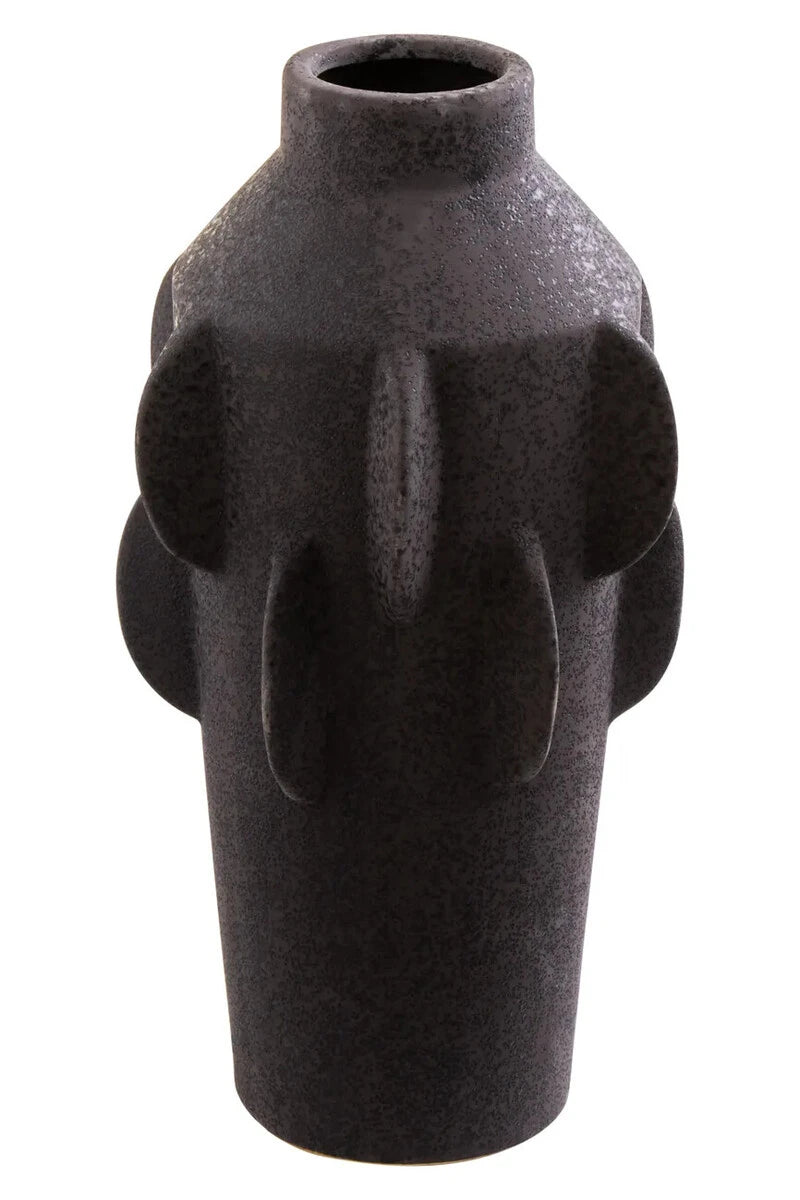 Iona Black Textured Stoneware Large Vase, showing the speckled texture.