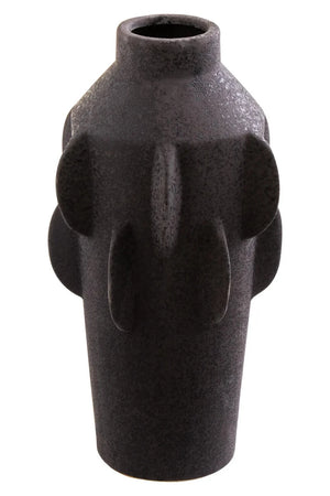 Iona Black Textured Stoneware Large Vase, showing the speckled texture.