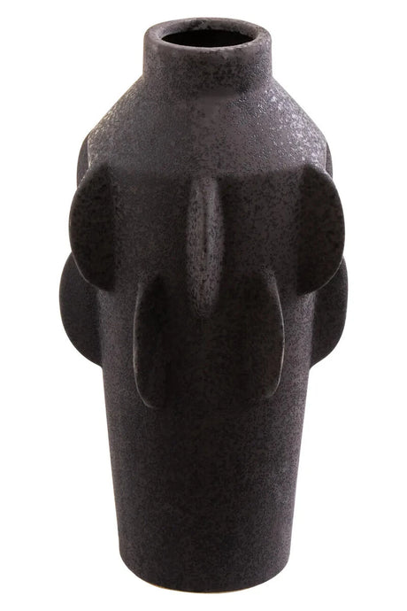 Iona Black Textured Stoneware Large Vase, showing the speckled texture.