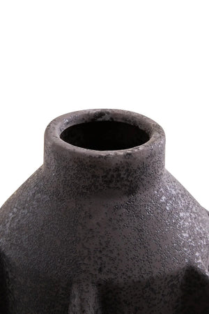 Iona Black Textured Stoneware Large Vase, shown from another angle.